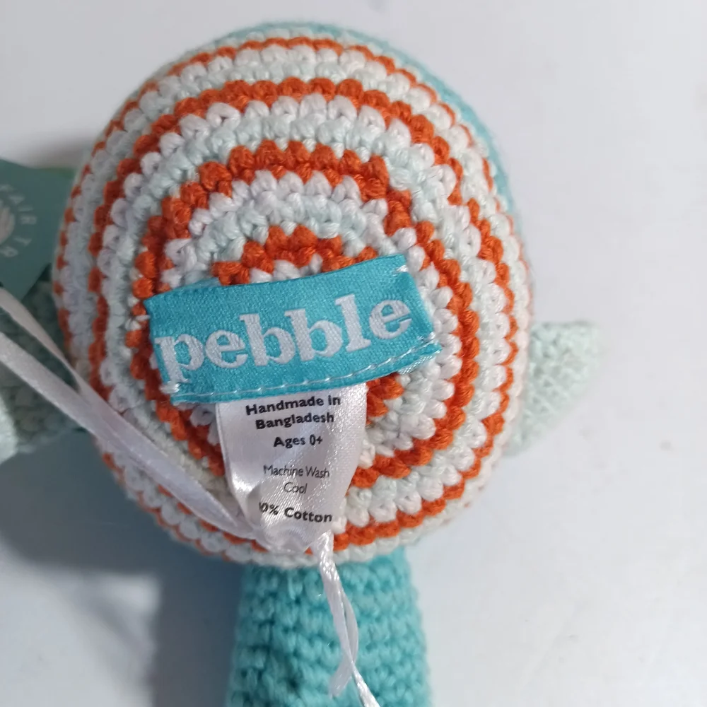 Pebble World Fair Trade Organization Turquoise Whale Rattles 4
